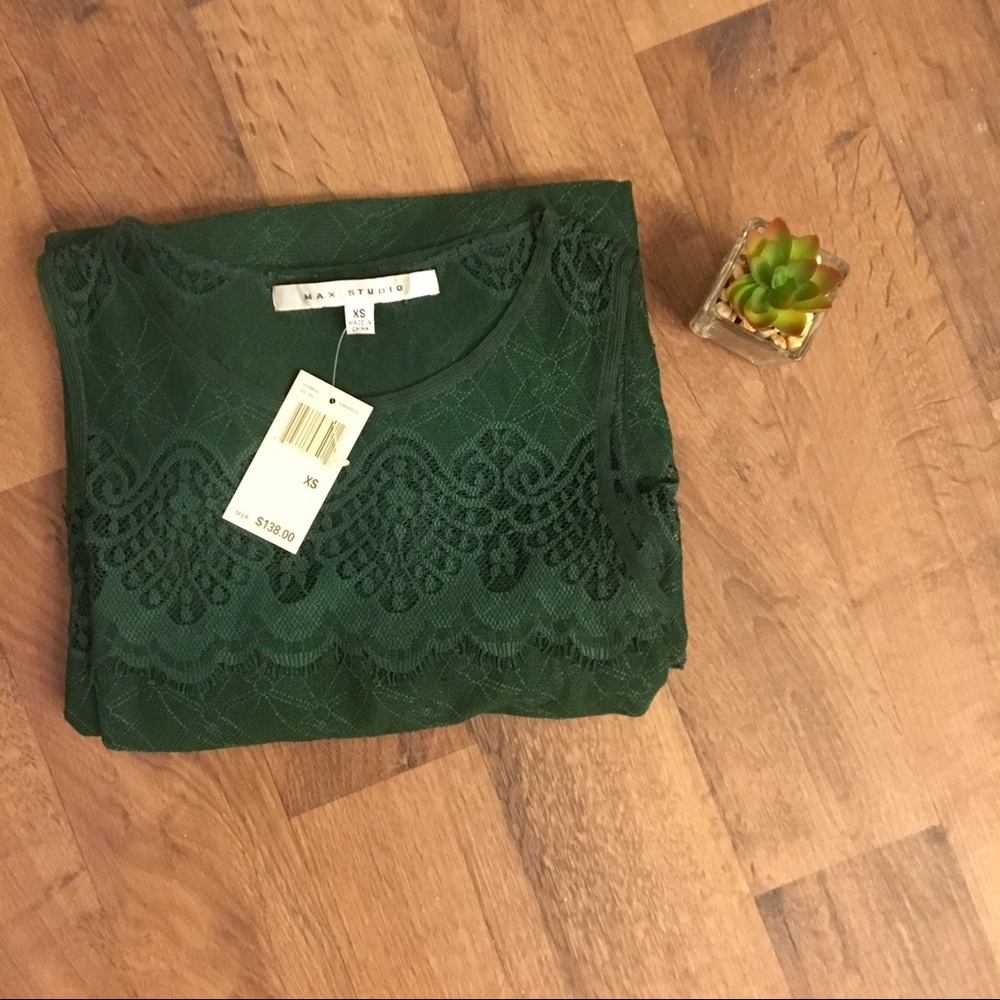 Max Studio emerald green midi lace dress